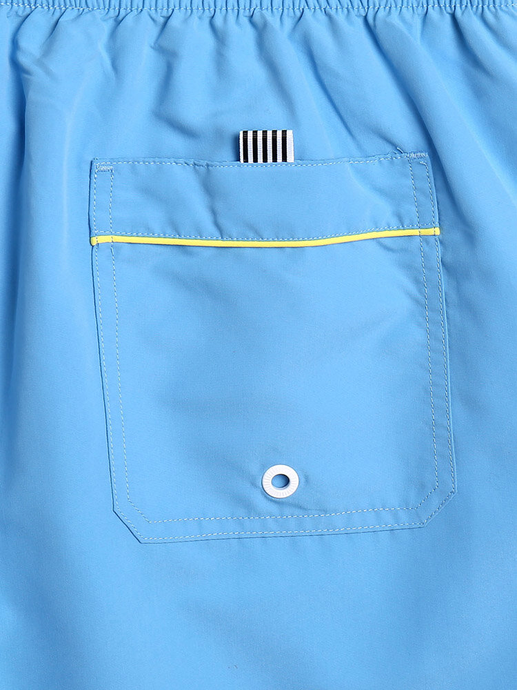 
	Men Solid Mesh Lined Drawstring Elastic Waist Cosy Board Shorts