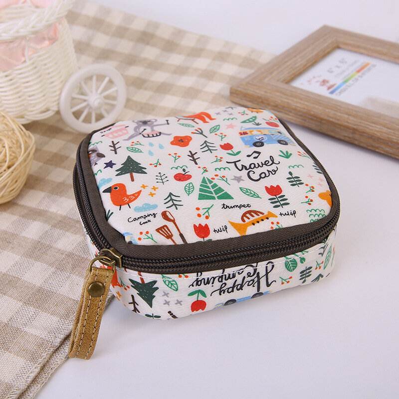 
	Cloth Waterproof Zipper Sanitary Napkin Cosmetic Storage Bag Coin Purse