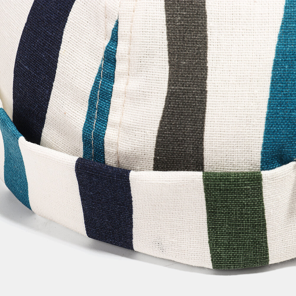 
	COLLROWN Men & Women Stripe Stitching Cotton Brimless Hats Adjustable Skull Caps