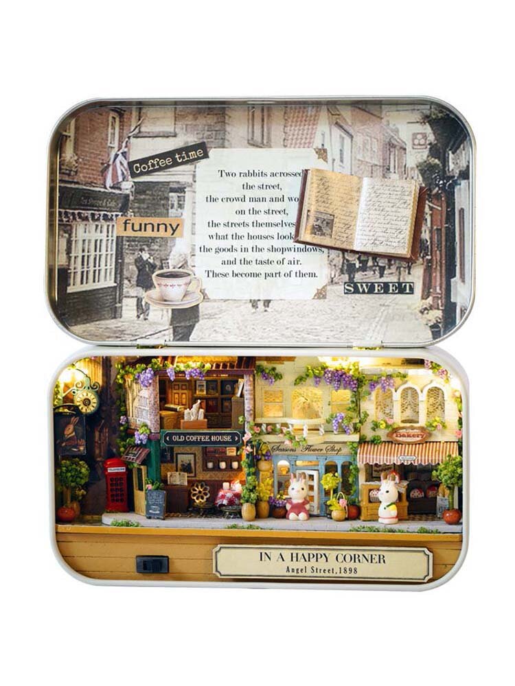 
	DIY Christmas Dollhouse Wooden Miniature Kit With Voice Control Light Christmas Gift