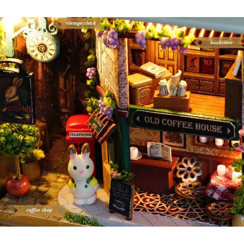 
	DIY Christmas Dollhouse Wooden Miniature Kit With Voice Control Light Christmas Gift