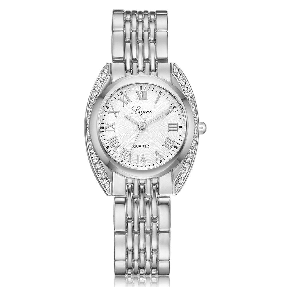 
	Trendy Roman Number Quartz Watch Casual Stainless Steel Women Watch