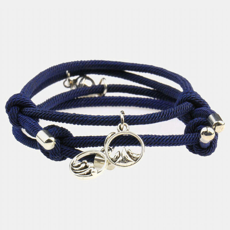 
	2 Pcs Mountain Alliance Eachother Pendant Couple Bracelets Set Magnetite Braided Hand Rope Bracelets