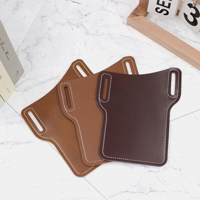 
	Men EDC 6.3 Inch Leather Phone Holder Waist Belt Bag
