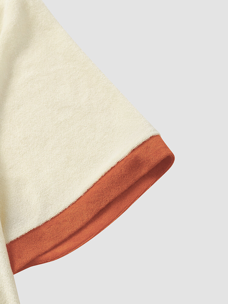 
	Mens Contrast Trims Patchwork Zip Front Towelling Street Two Pieces Outfits