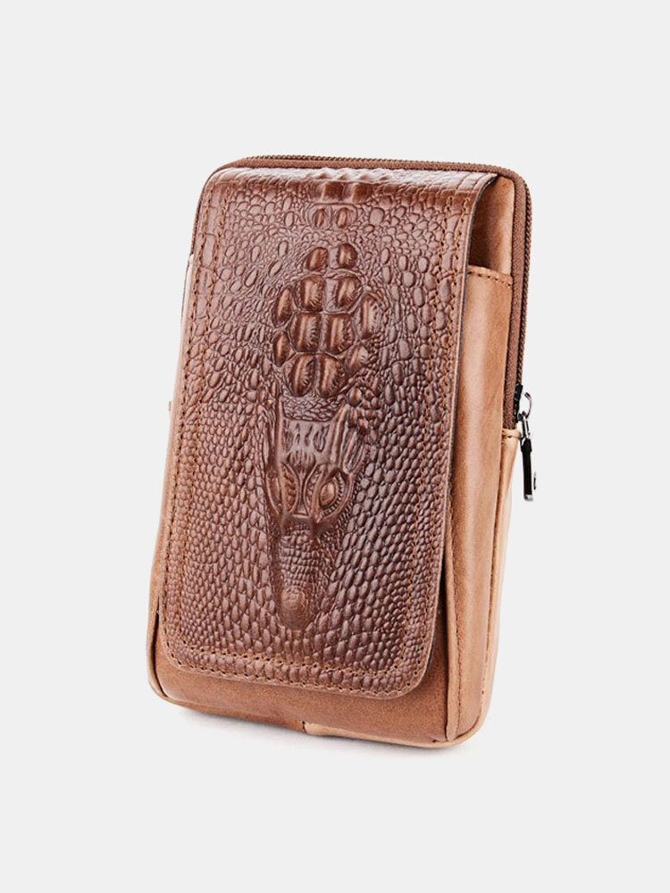 
	Vintage Genuine Leather 6 Inches Outdoor Phone Bag Waist Bag For Men