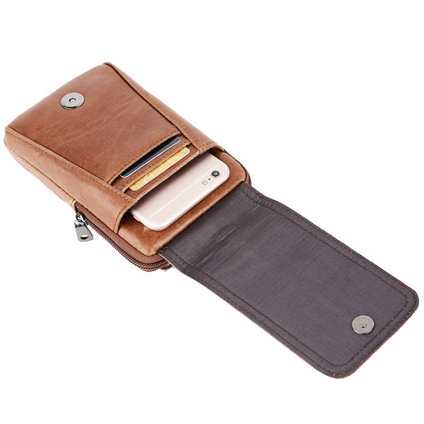 
	Vintage Genuine Leather 6 Inches Outdoor Phone Bag Waist Bag For Men