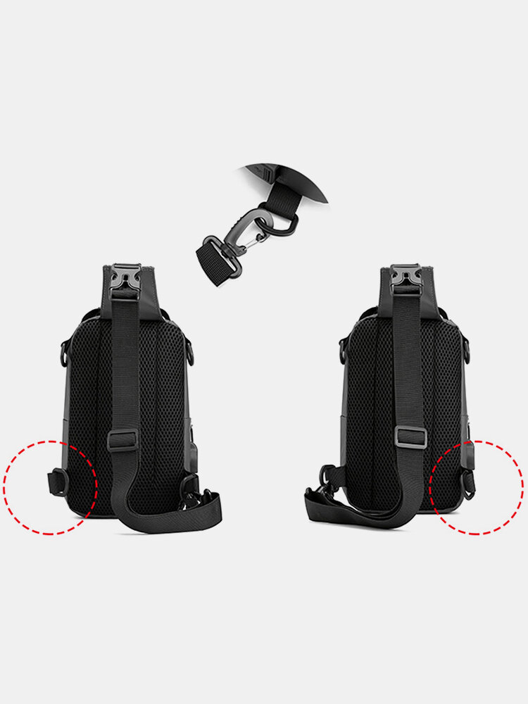 
	Men Nylon Fabric Casual Portable USB Charging Design Chest Bag Waterproof Daily Crossbody Bag