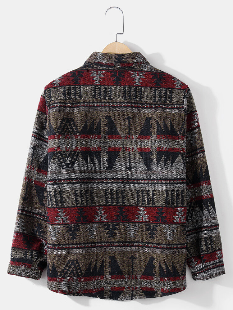 
	Mens Cotton Vintage Ethnic Print Lapel Casual Relaxed Fit Button Shirts