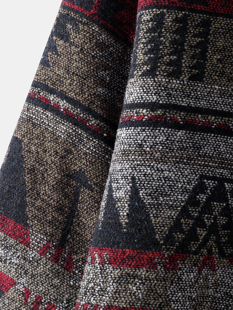 
	Mens Cotton Vintage Ethnic Print Lapel Casual Relaxed Fit Button Shirts