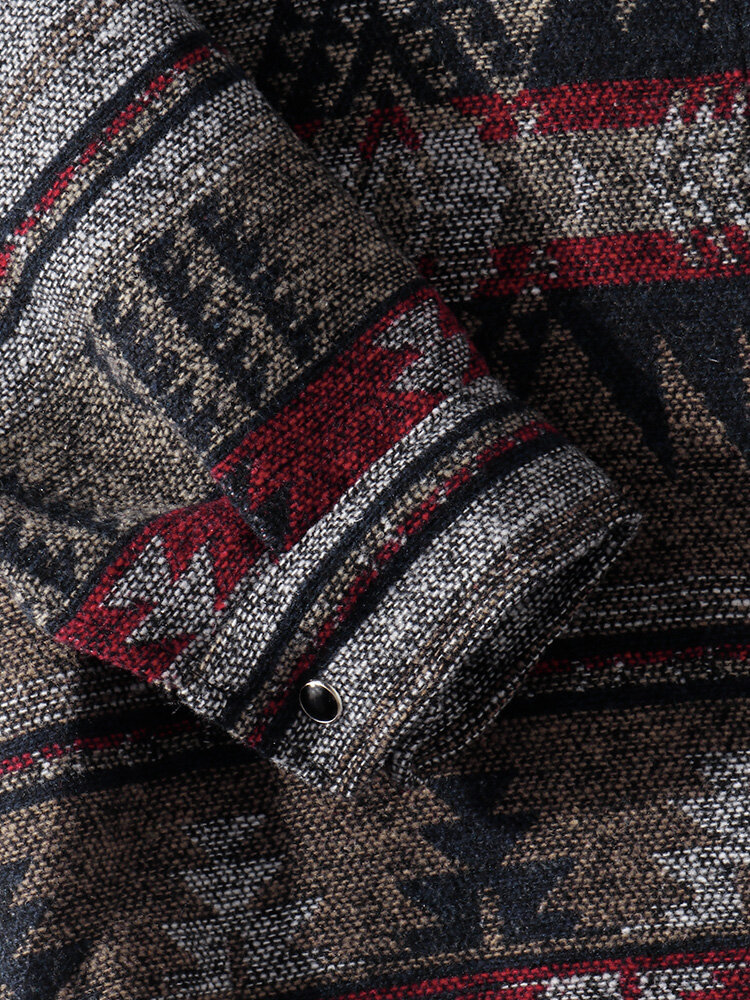 
	Mens Cotton Vintage Ethnic Print Lapel Casual Relaxed Fit Button Shirts