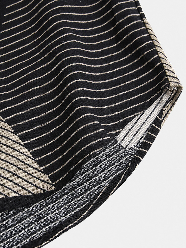 
	Mens Casual Breathable Striped Color Block Short Sleeve Shirts