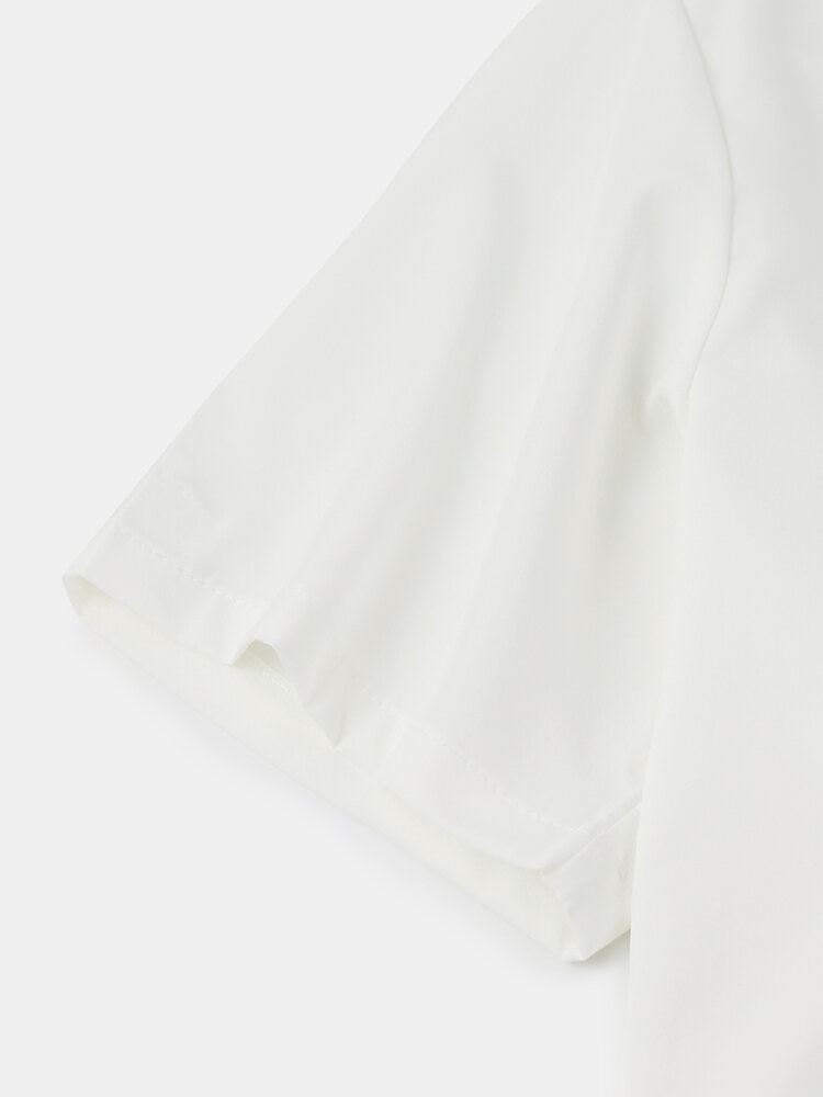 
	Mens Solid Color Smile Face Print Loose Light Short Sleeve Shirts