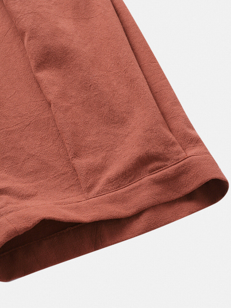 
	Mens 100% Cotton Solid Color Baggy Drawstring Mid Waist Harem Pants