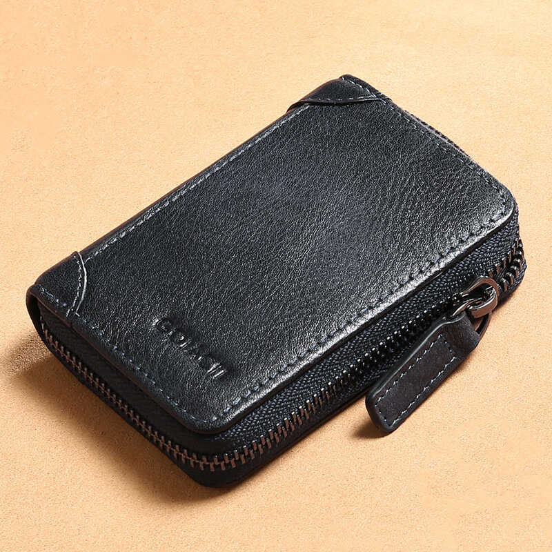 
	Men Genuine Leather Multi-slots RFID Anti-theft Retro Large Capacity Foldable Card Holder Wallet