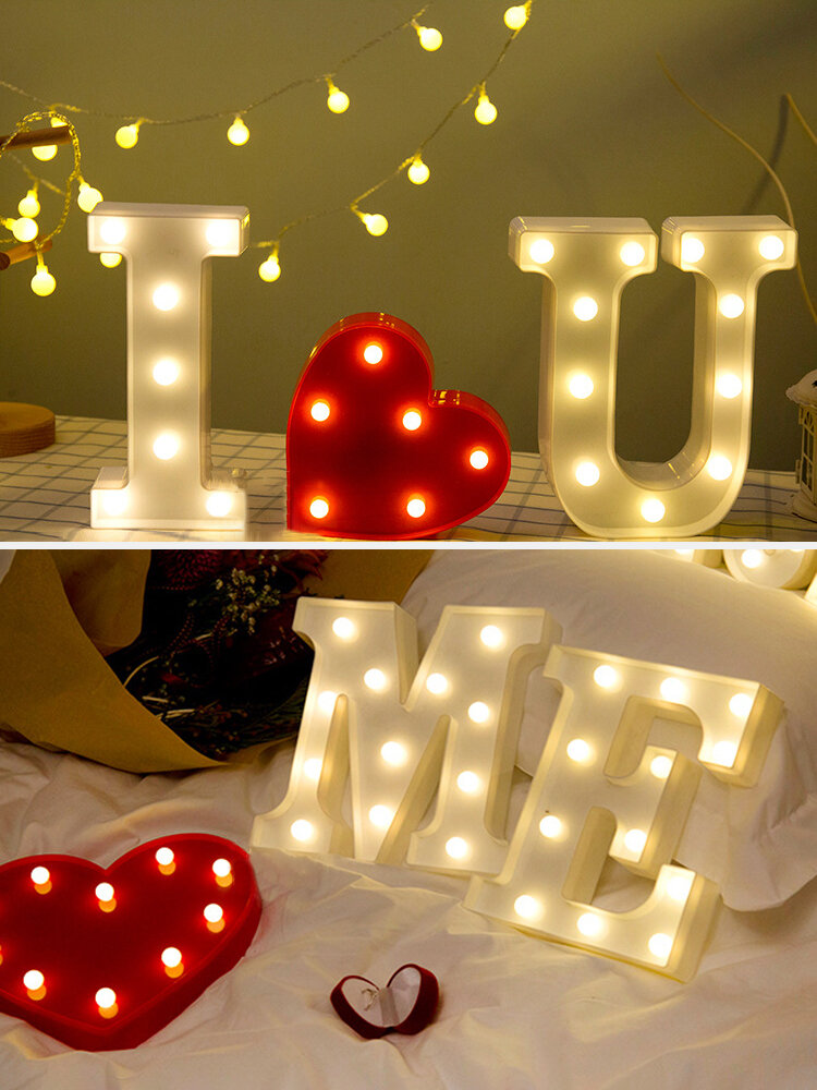 
	LED English Letter And Symbol Pattern Night Light Home Room Proposal Decor Creative Modeling Lights For Bedroom Birthday Party