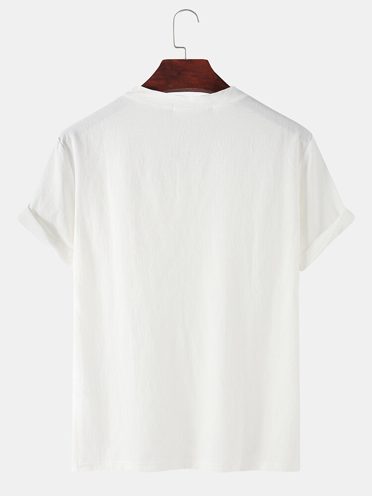 
	Men 100% Cotton Solid Color V-neck Casual T-Shirt