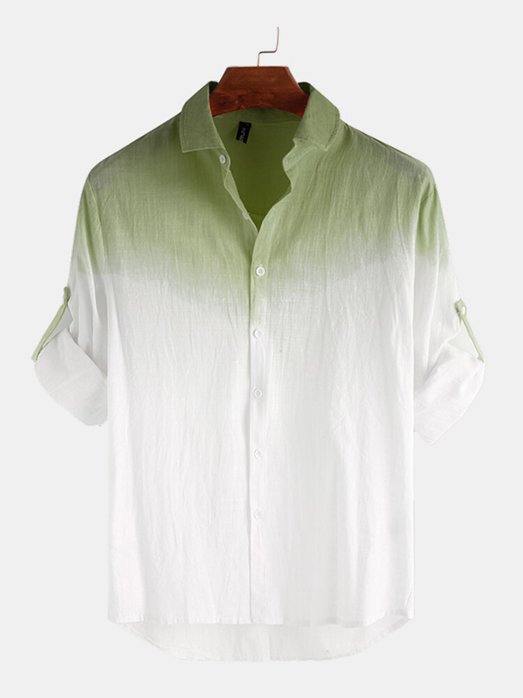 
	Men Cotton Gradient Printing Casual Long Sleeve Shirt