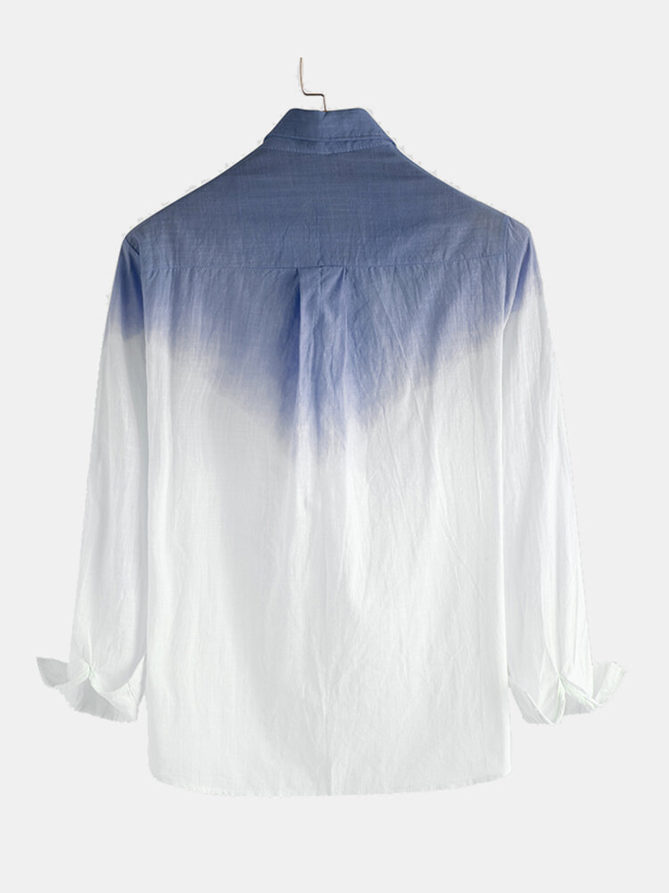 
	Men Cotton Gradient Printing Casual Long Sleeve Shirt