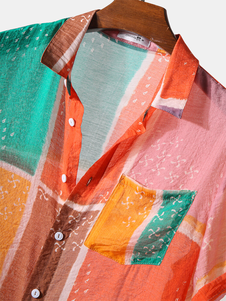 
	Men Multicolor Color Block Lightweight Casual Shirt