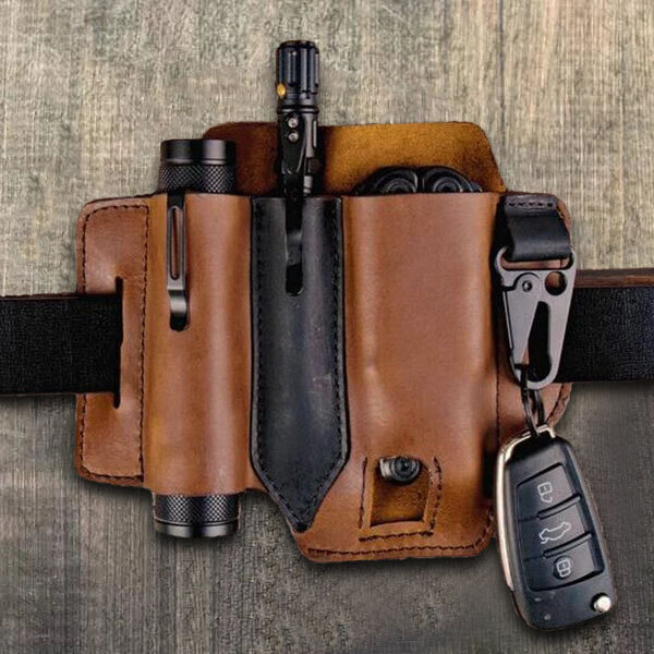 
	Genuine Leather EDC Belt Loop Waist Multitool Sheath