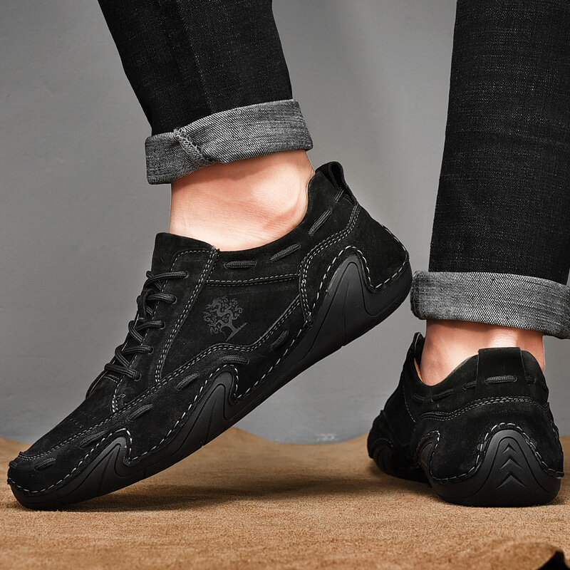 
	Men Leather Breathable Non Slip Soft Sole Casual Driving Shoes