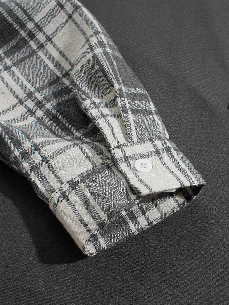 
	Mens Patchwork Plaid Contrast Faux Twinset Casual Drawstring Hoodies With Pocket