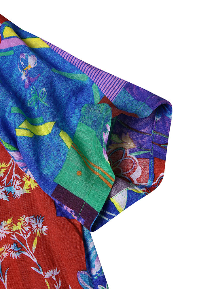 
	Bohemian Print Short Sleeve Summer Plus Size Dress