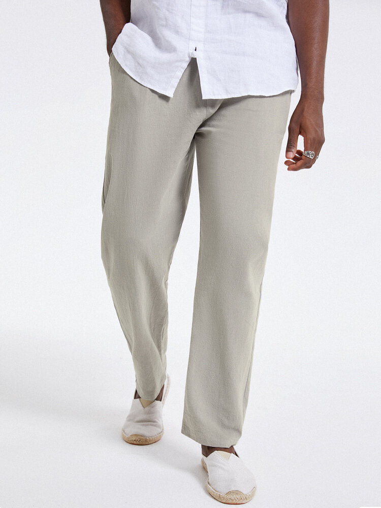 
	Mens Solid Color Plain Drawstring Elastic Waist Pants With Pocket