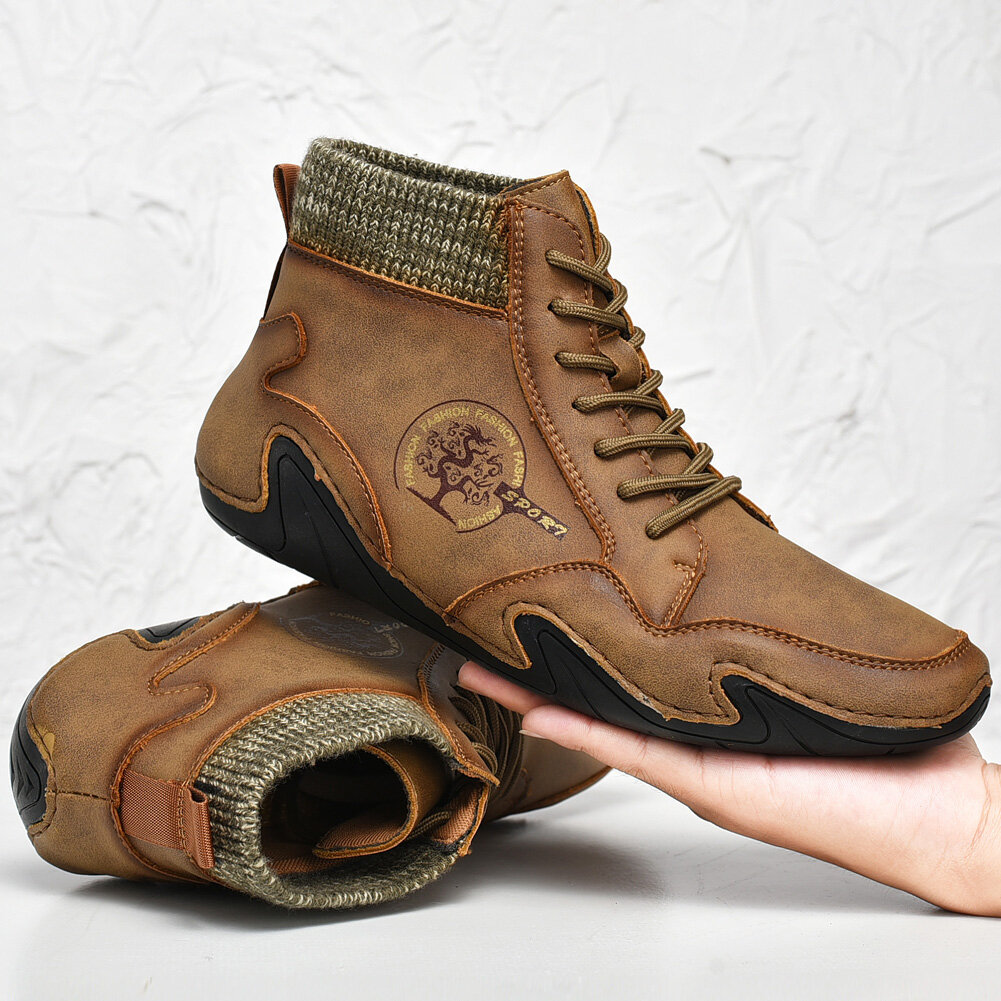 
	Menico Men Soft Slip Resistant Lace Up Microfiber Leather Ankle Boots